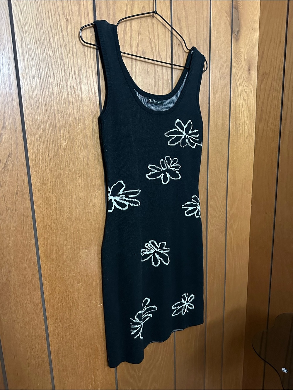 Black Floral Knit Tank Mini Dress
